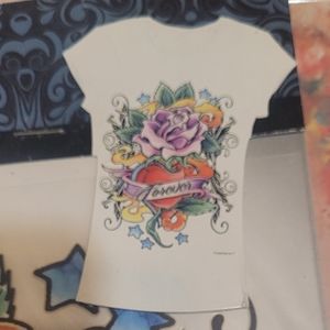 Twee Rose and Heart Iron-on Transfer